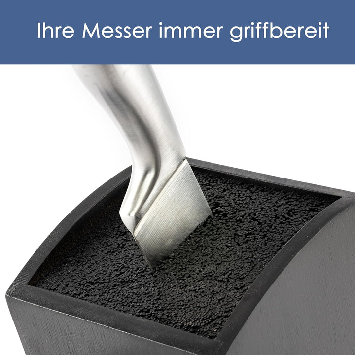 Messerblock - Messerhalter ohne Messer aus Holz Messerbrett (Bambus Schwarz, Quadratisch Schräg) Kun