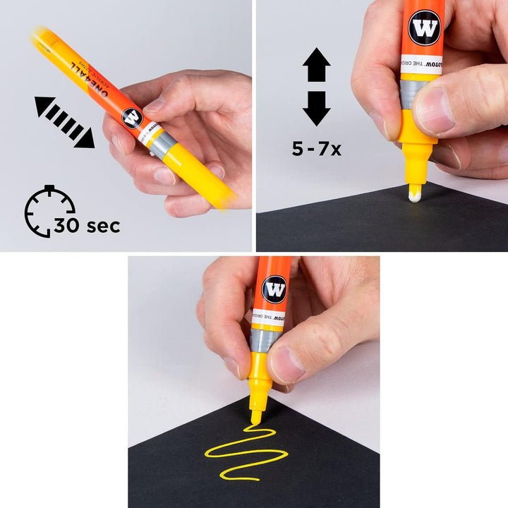 Molotow One4All 627HS Acryl Marker Basic-Set 1 (15,0 mm Strichstärke, Blockspitze, hochdeckend und p