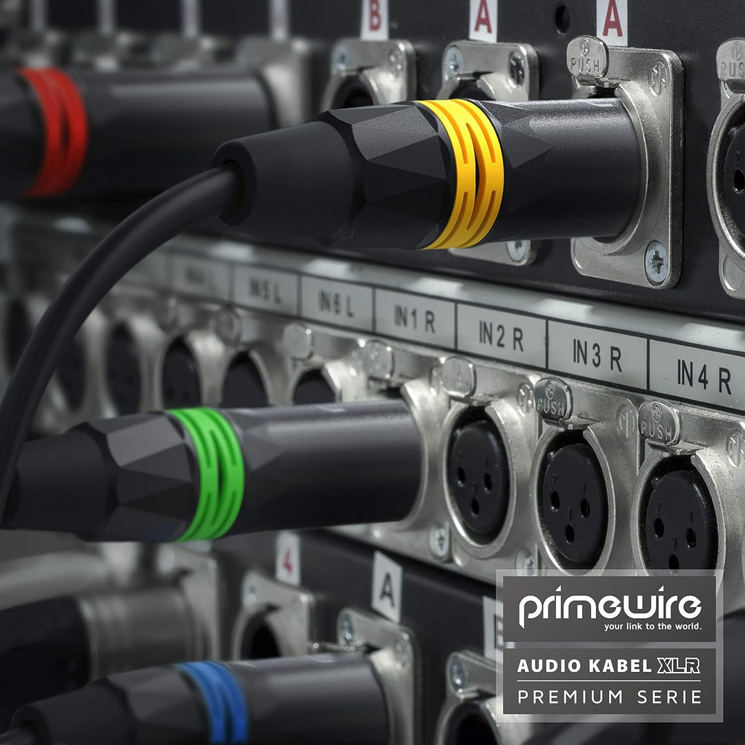 CSL - 10m Mikrofonkabel - XLR Stecker auf XLR Buchse - Audio Kabel - je 4 Farbringe: rot blau gelb g