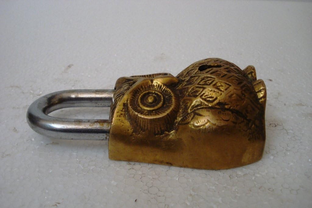 Vorhängeschloss aus Messing, mit Schlüsseln Eule, Messing-Finish, Eule, Messing-Finish