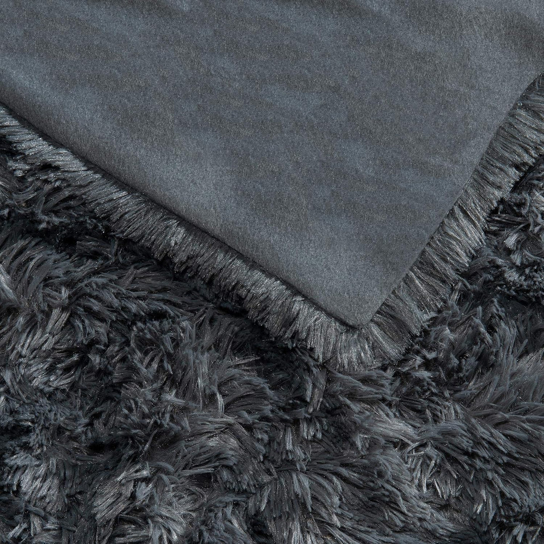 CelinaTex Shetland Bettwäsche 140 x 200 cm 2-teilig grau Polar-Fleece Bettbezug Flokati Optik Bett G