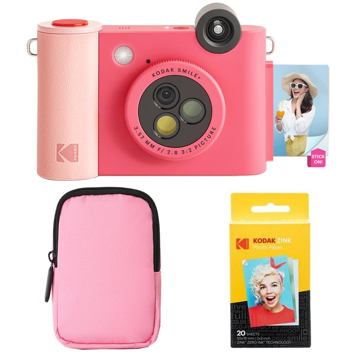 KODAK Smile+ 2-in-1 Digitale Sofortbildkamera & Bluetooth Fotodrucker Starterpaket + Weiche Tasche +