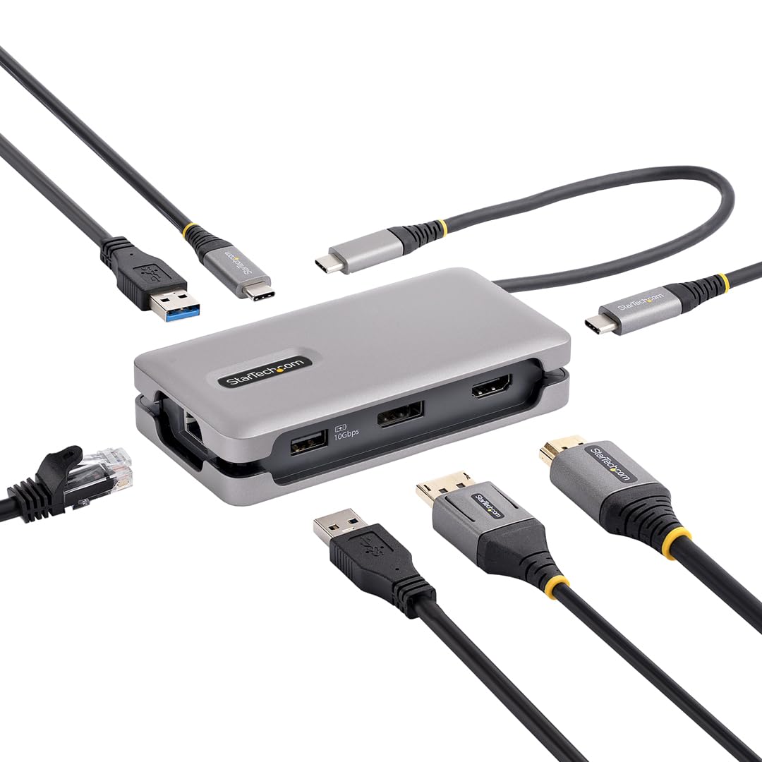 StarTech.com USB C Multiport Adapter-Dockingstation, USB-C Auf HDMI 2.0b 4K 60Hz, HDR, USB Hub, Ethe