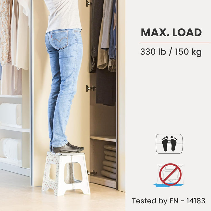 Vigar Kompakte Tritthocker Klappbar für Erwachsene, 32 cm, Klapphocker Faltbar 150 kg rutschfest, Le