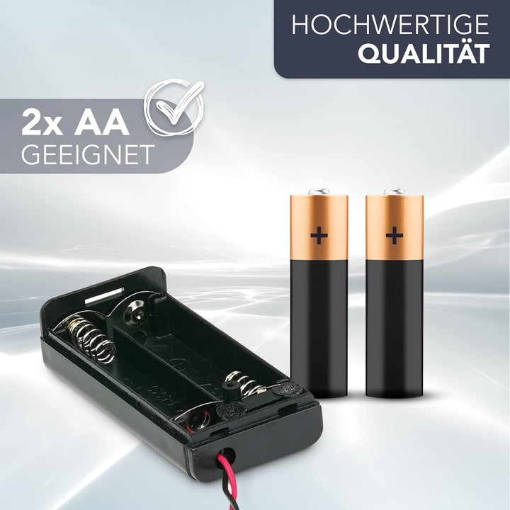 PerfectHD Batteriehalter - AA Batteriefach - 2X AA Mignon - mit EIN- und Ausschalter - 10 Stück in e