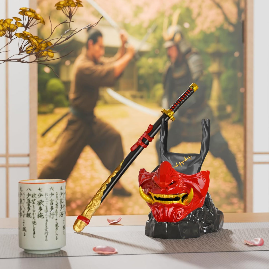 NiHome Samurai-Masken Controller Halter für PS5 Xbox Switch &amp; Headsets – Handgefertigte Resin-Skulpt