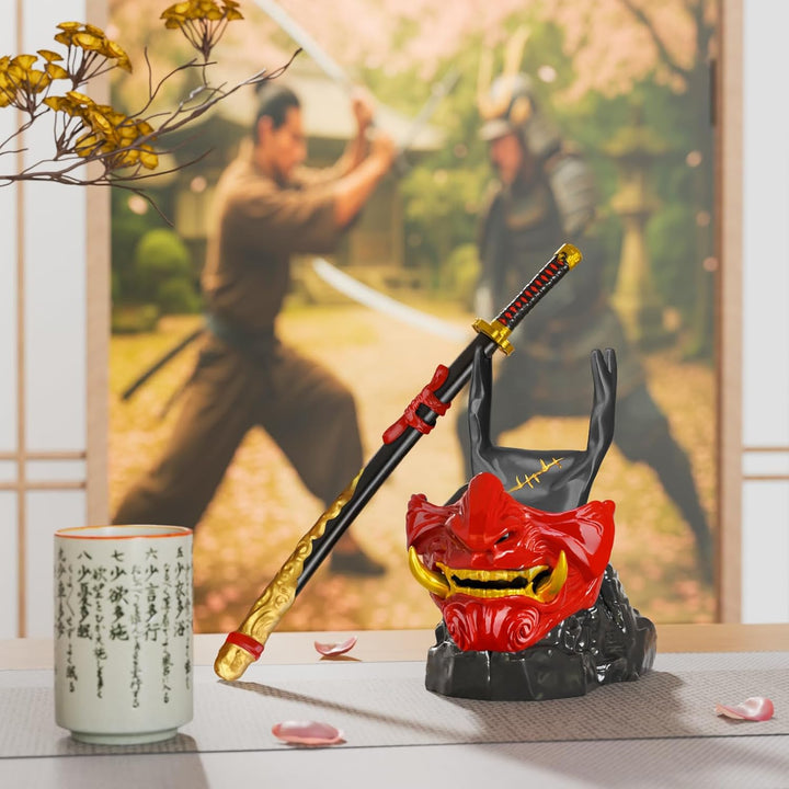 NiHome Samurai-Masken Controller Halter für PS5 Xbox Switch &amp; Headsets – Handgefertigte Resin-Skulpt