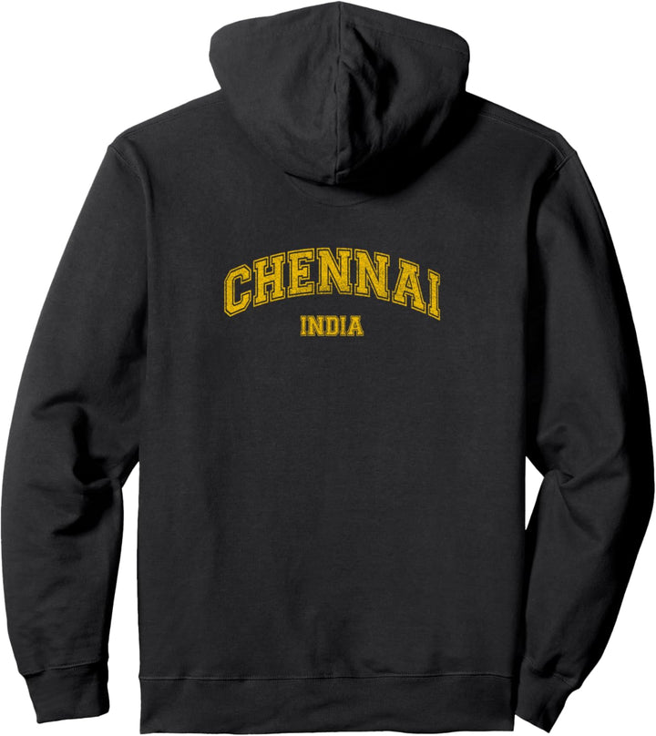 Channai India, Classic College font, vintage grunge Pullover Hoodie