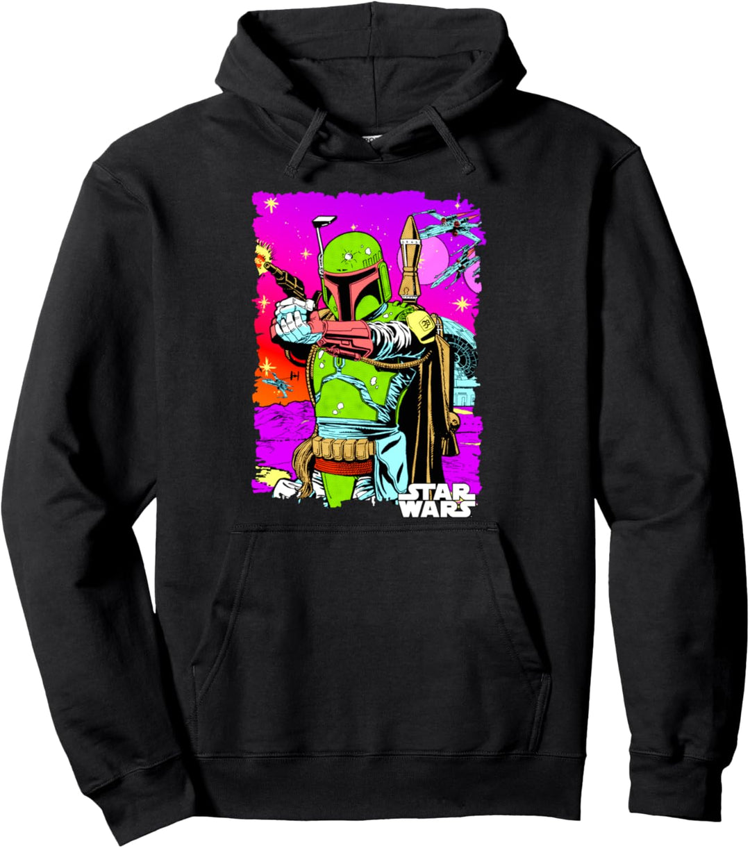 Star Wars Boba Fett Vibrant Neon Comic Cutout Pullover Hoodie