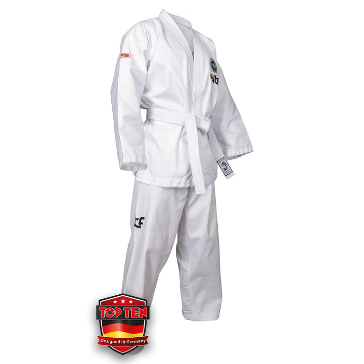 TOP TEN Taekwon-Do Dobok Kyong| Kampfsportanzug | ITF approved | TKD Uniform 110 cm, Schlupfjacke We