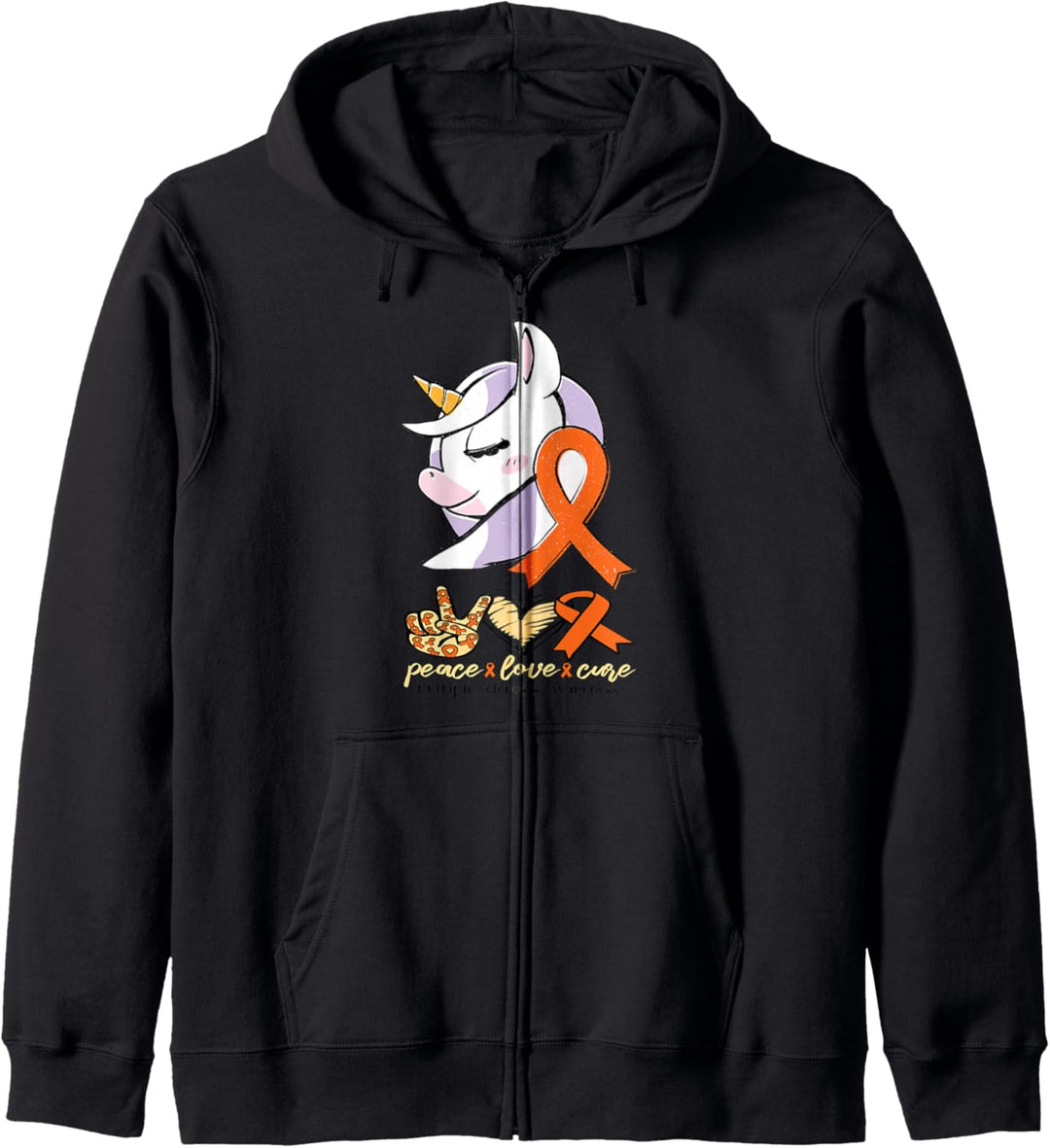 Multiple Sklerose Awareness Orange MS-Schleife Einhorn Kapuzenjacke