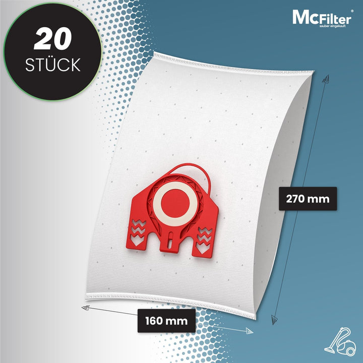McFilter I 20 Staubsaugerbeutel geeignet für Miele Compact C1 Staubsauger, Beutel mit automatischem