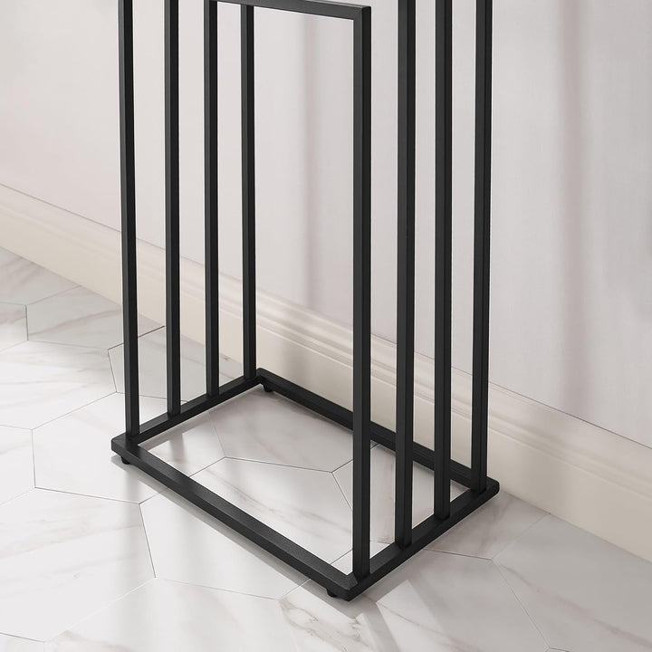 Handtuchständer Schwarz – 4Stangen, modern, stabil &amp; pulverbeschichtet – Stahl, Schwarz