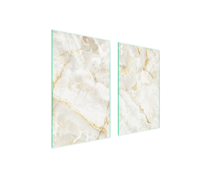 TMK ArtDeko Herdabdeckplatte 2 Teilig 40x52 + 35x52 cm - Spritzschutz Herdabdeckung – Herdschutz aus