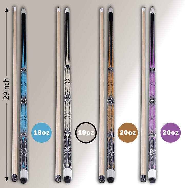 58" Pool Billard Queue with 13mm Tip,19 20 oz Billiard Cue,Schwarz oder Weiss，1/2 Maple Queue Sticks