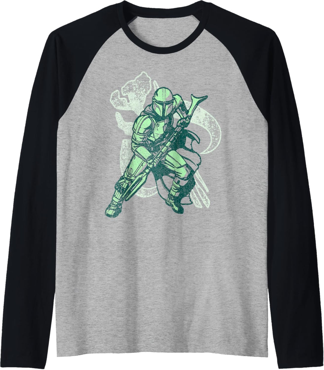 Star Wars Mandalorian Green Mando Mythosaur Skull Raglan