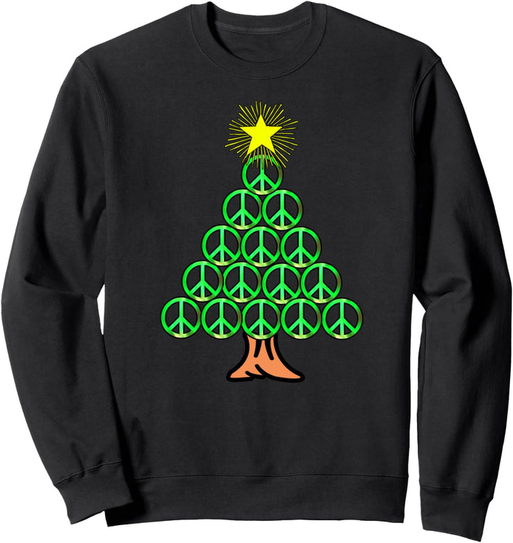 Hippie-Friedenszeichen-Weihnachtsbaum-Weihnachtsfeiertags-Kr Sweatshirt