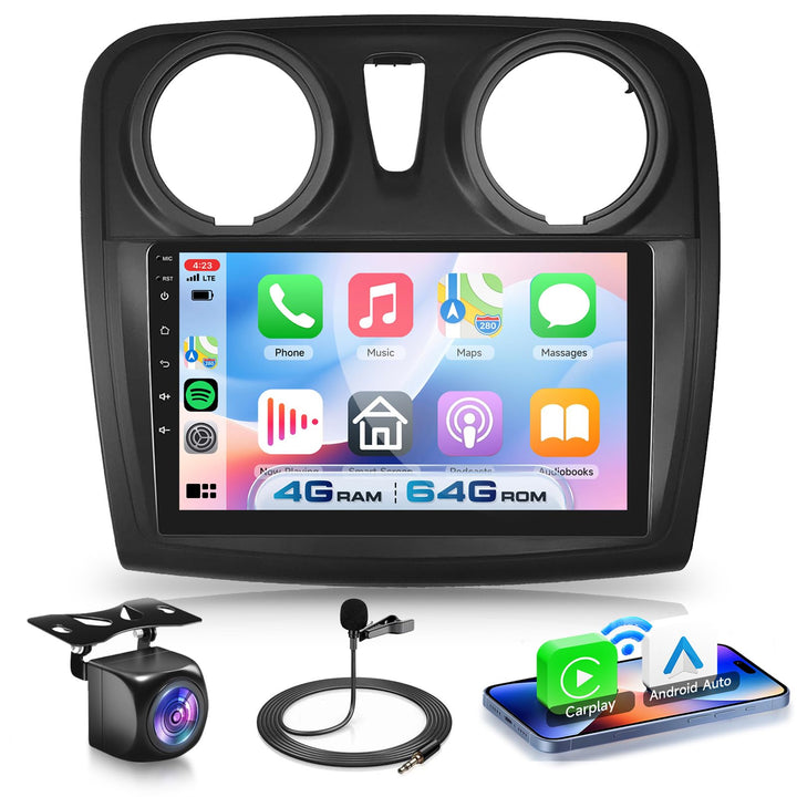 VECHTEL 4+64G Autoradio Android 15 für Renault Dacia Sandero 2 B52 2012-2019, 9 Zoll HD Touchscreen