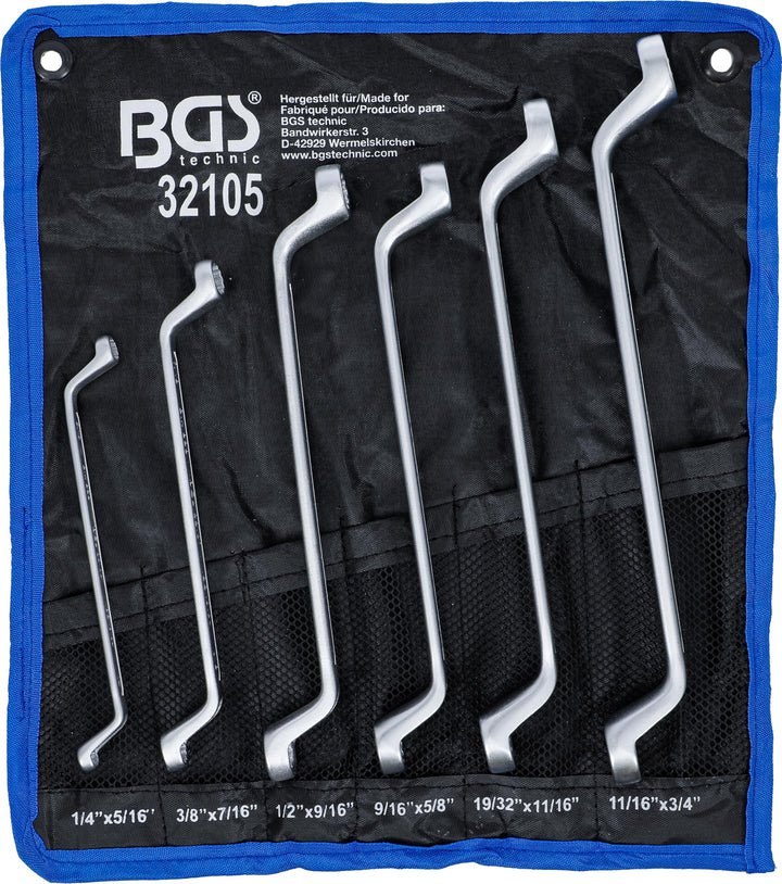 BGS 32105 | Doppel-Ringschlüssel-Satz | tief gekröpft | Zollgrössen | SW 1/4" - 3/4" | 6-tlg.