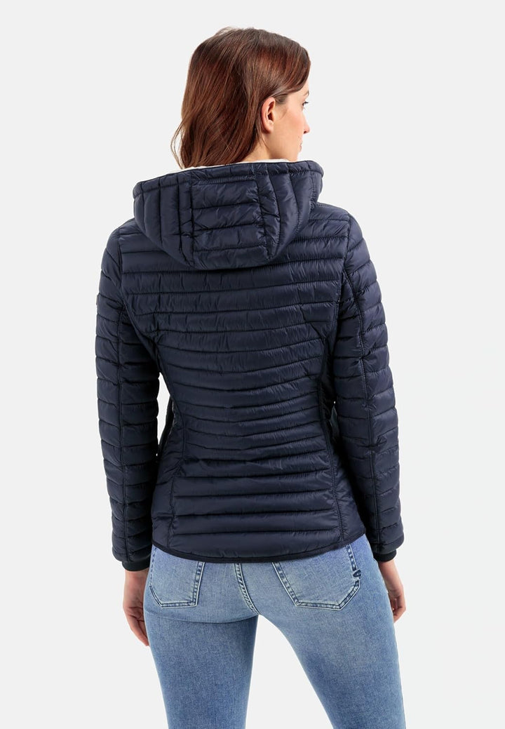 camel active Damen leichte Steppjacke mit Abnehmbarer Kapuze, 38 Blouson Dunkelblau