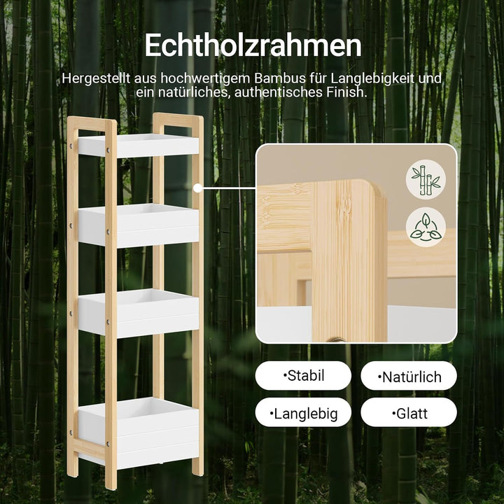 SoBuy Badezimmerschrank mit 4 stabilen Regalen - schmaler Nischenschrank Badregal schmal Badschrank