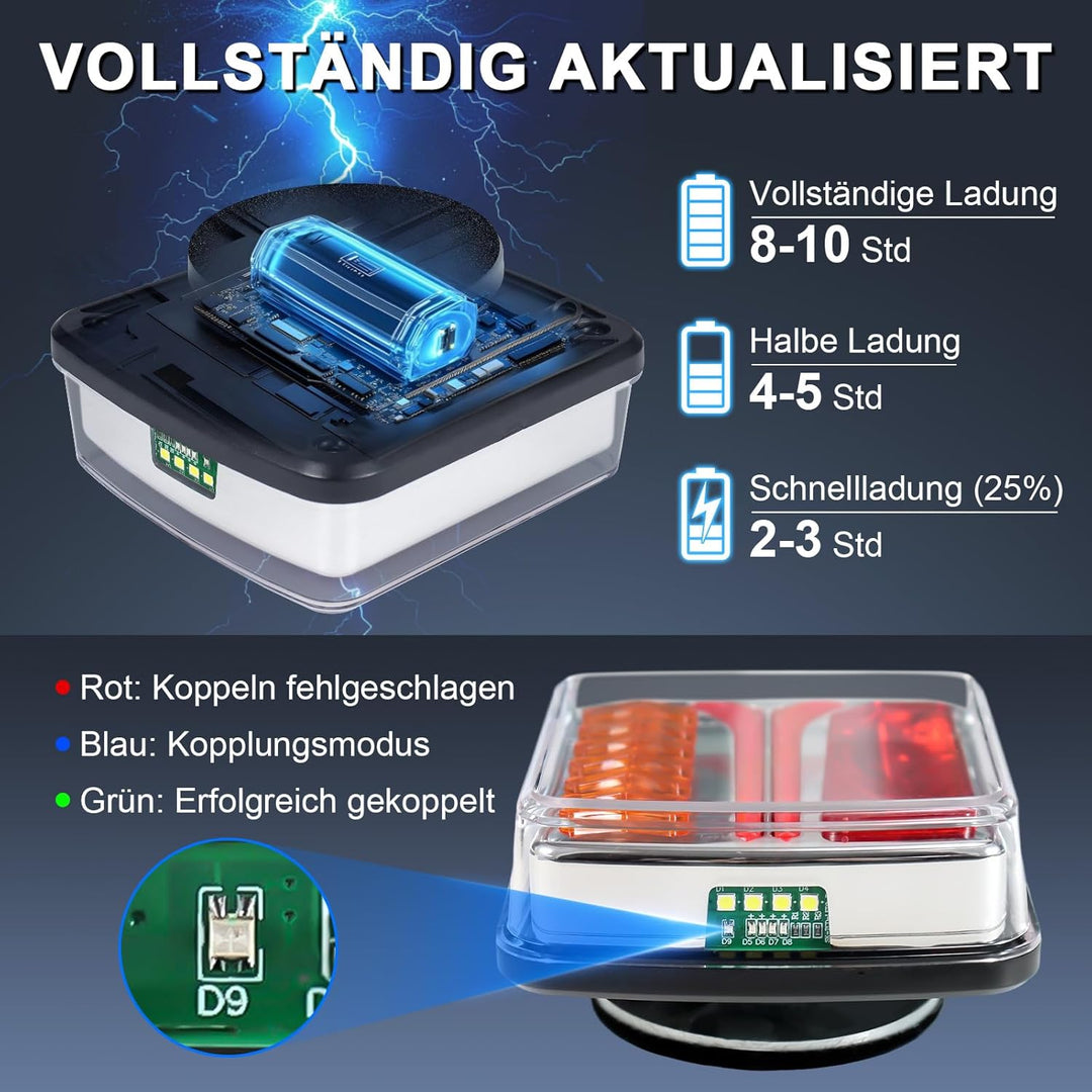 Dinfu kabellose LED Rückleuchten Anhänger mit Magnetfuss 12V-24V LED anhänger licht Set mit 7 Polig