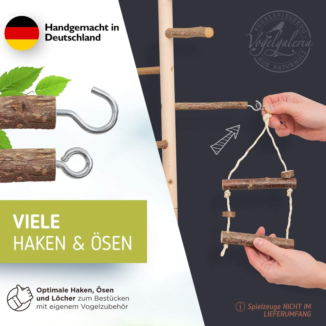 Vogelgaleria® Zimmerhoher Vogel-Kletterbaum 193-195 cm HiFly Basic mit Naturholz-Sitzstangen Vogelsp