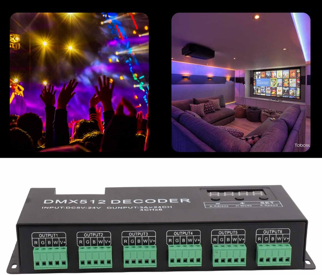 DC5-24V 24-Kanal-DMX-Decoder RGBW-Konstantspannungsdecoder Digitalanzeige Dimmtreiber LED-Controller