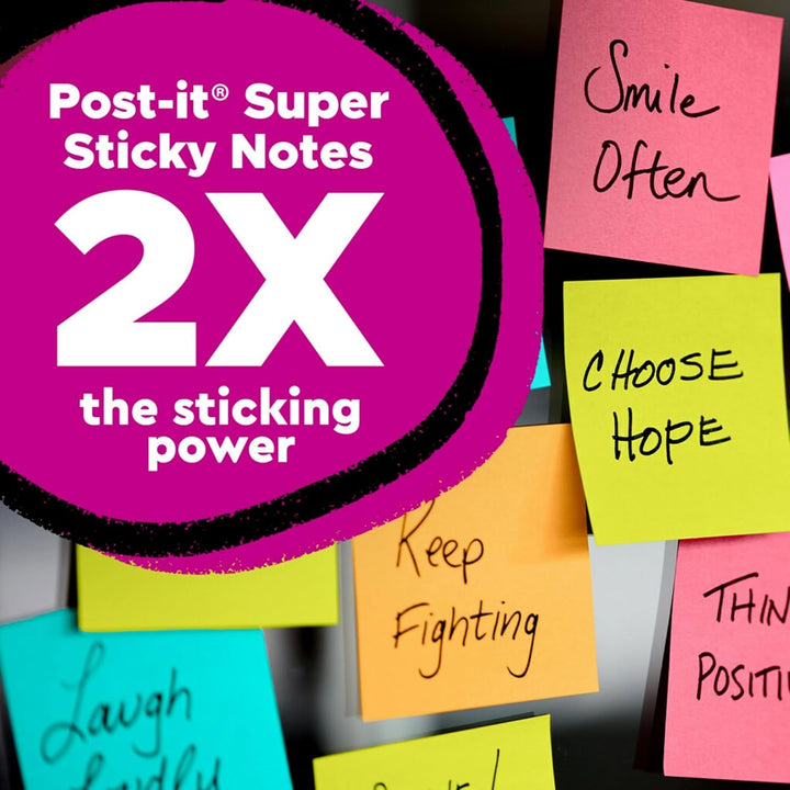 Post-it Super Haftnotizen, 7,6 x 7,6 cm, 6 Blöcke, 2 x Haftkraft, Kanariengelb (654-6SSCY)