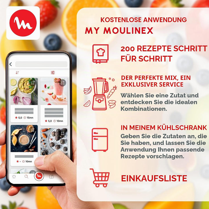 Moulinex Infinyforce Pro Standmixer 1200W, Hochleistungsklingen, schnelle Ergebnisse, ergonomische G