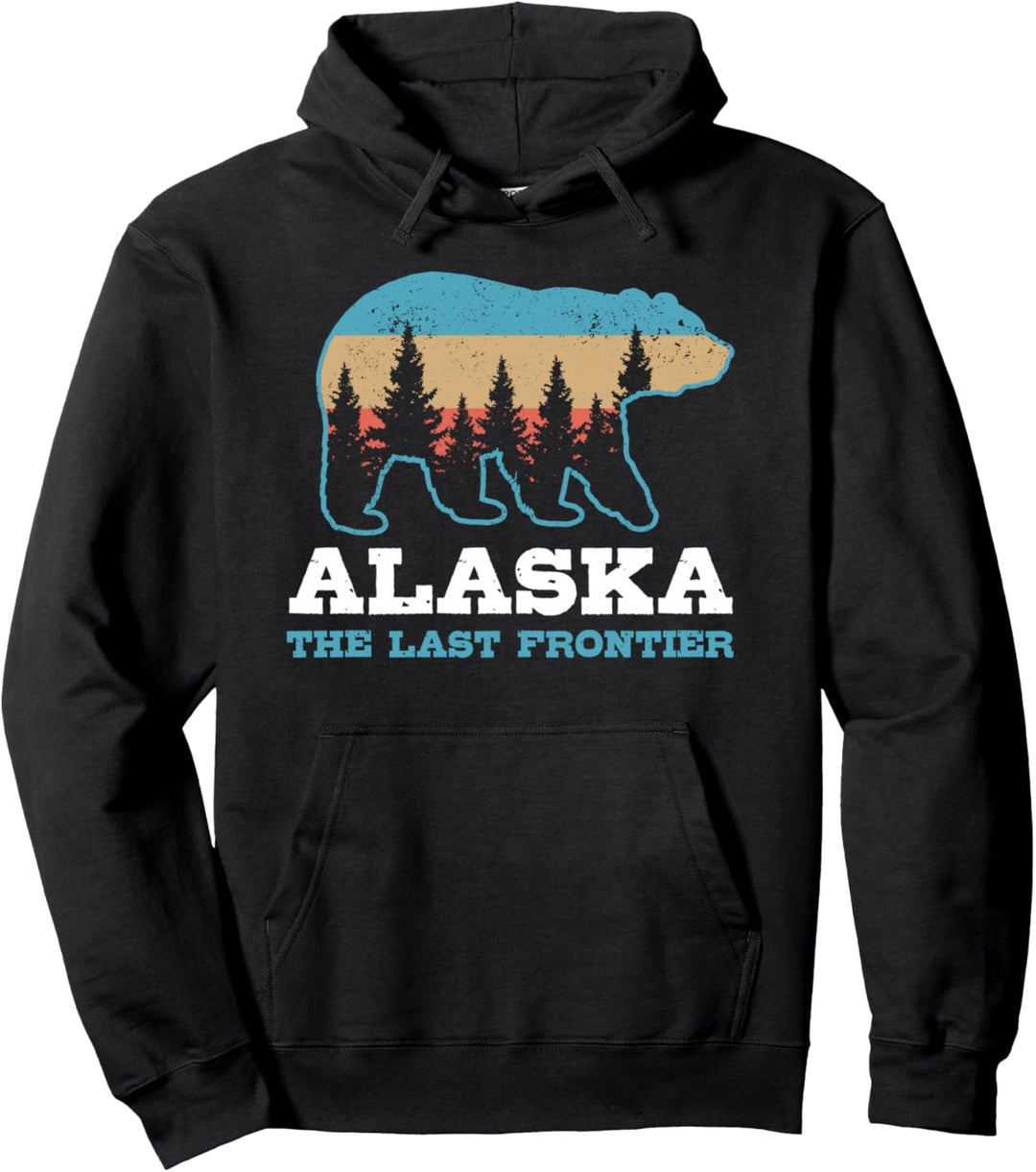 Alaska The Last Frontier Vintage Grizzlybär Souvenir Pullover Hoodie