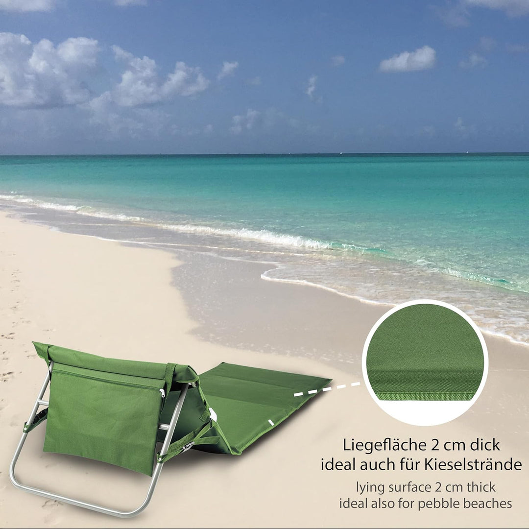 ONVAYA Premium Strandmatte 2cm gepolstert mit Rückenlehne | Strandliege faltbar | Strandmatratze | S