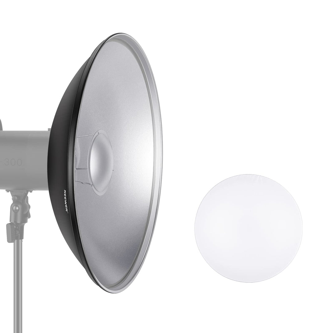 NEEWER 16"/41cm Aluminium Standard Reflektor Beauty Dish mit weissem Diffusor Socke kompatibel mit B