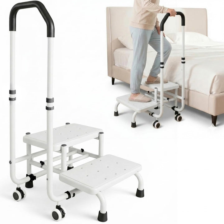 Tritthocker mit Haltegriff - Badewannenstufe mit Haltegriff, 5 Höhen von 95 cm bis 105 cm, Tragfähig