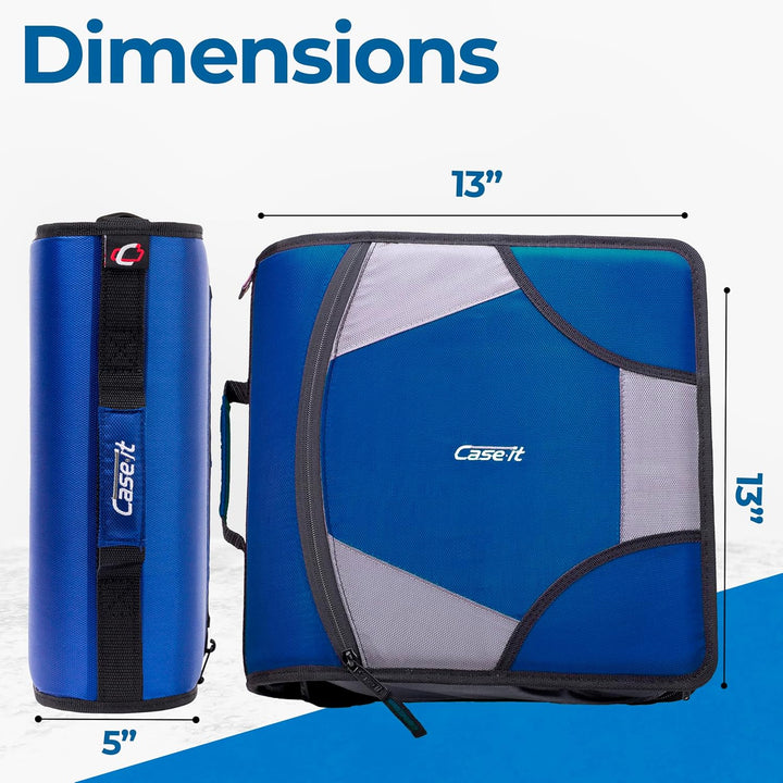 Case-it D-186 The King Size Zip Tab Zipper Binder – 10,2 cm D-Ringe – 5 Fächer – mehrere Taschen – 8