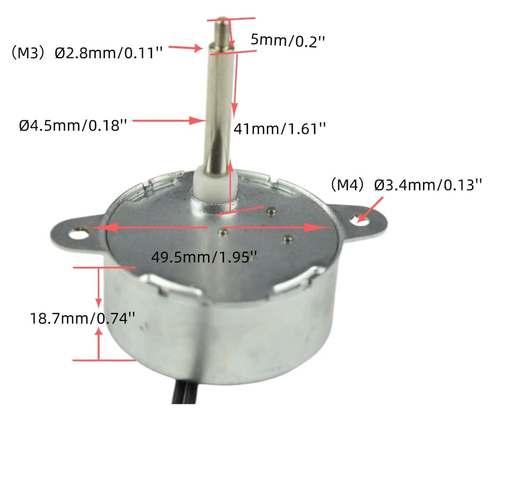 CHANCS 2PCS Synchronmotor TYC-40 AC 12V 5RPM Wellenlänge 4.6cm für faseroptisches Weihnachtsornament
