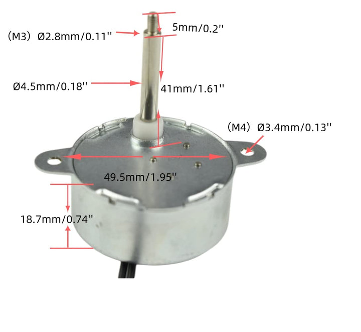 CHANCS 2PCS Synchronmotor TYC-40 AC 12V 5RPM Wellenlänge 4.6cm für faseroptisches Weihnachtsornament
