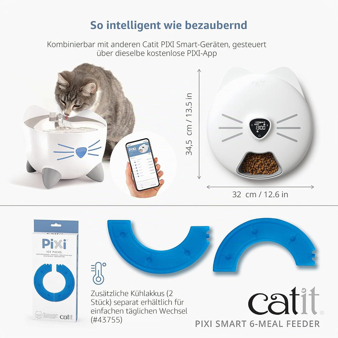 Catit - PIXI Smart Futterautomat mit 6 Mahlzeiten (Nassfutter),, Nassfutter