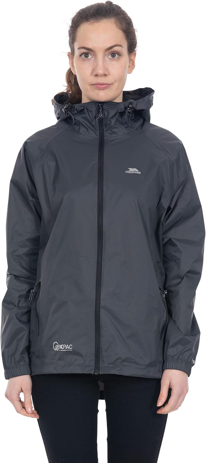 Trespass Unisex Erwachsene Qikpac Jacket Kompakt Zusammenrollbare Wasserdichte Regenjacke 3XS Grau (