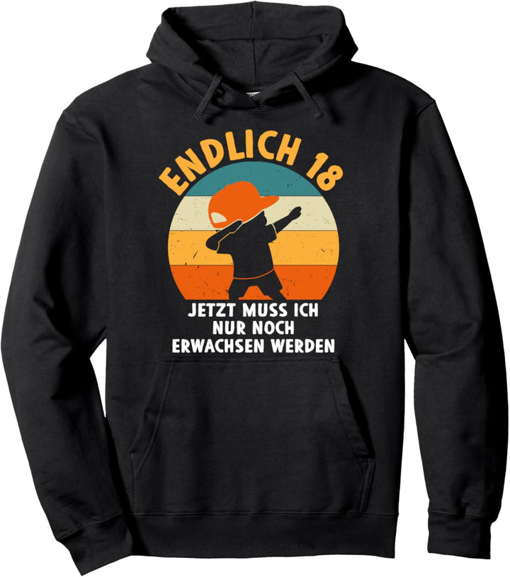 Endlich 18 Geschenk Spruch 18. Geburtstag Dabbing Junge Pullover Hoodie