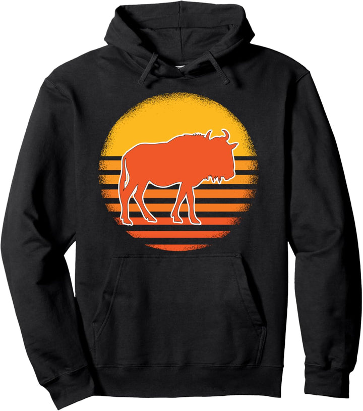 Retro Sunset Gnu Geschenk Gnu Pullover Hoodie