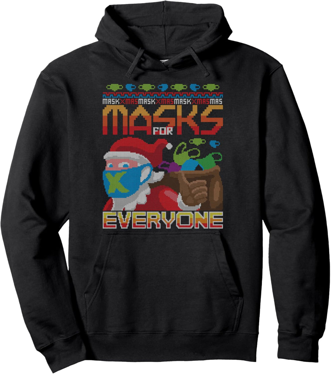 Face Masks For Everyone Santa Claus Ugly Christmas Sweater Pullover Hoodie