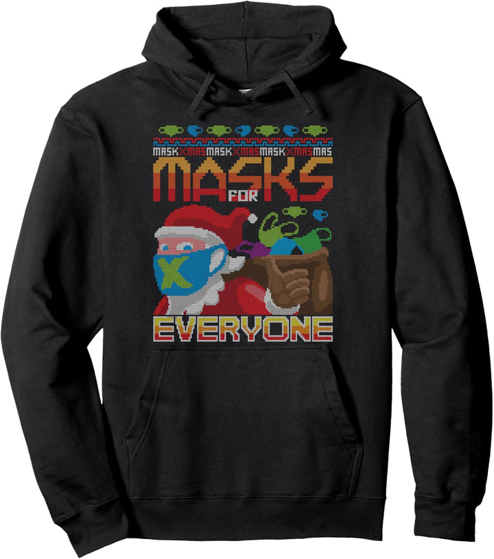 Face Masks For Everyone Santa Claus Ugly Christmas Sweater Pullover Hoodie