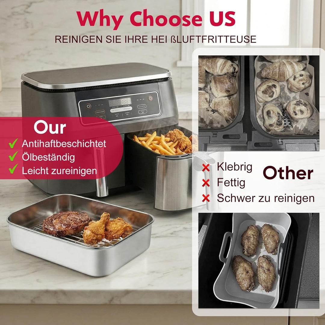 Airfryer Zubehör Set für Ninja 7,6L/ 9,5L/ 10,4L – 6-tlg. Heissluftfritteuse Zubehör für AF500EU AF4