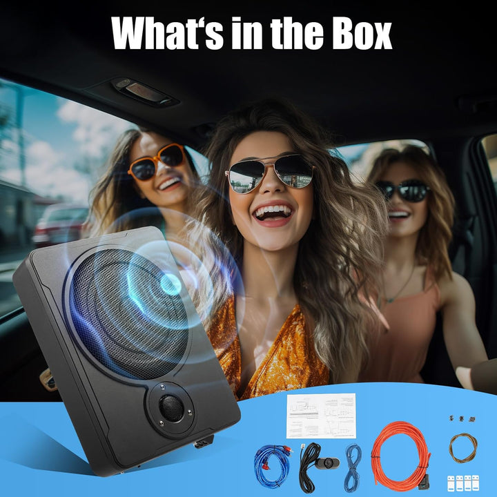 8 Zoll 600W Subwoofer Auto, Car Aktivwoofer Bass, Untersitz Lautsprecher, mit Aluminiumgehäuse, 12V