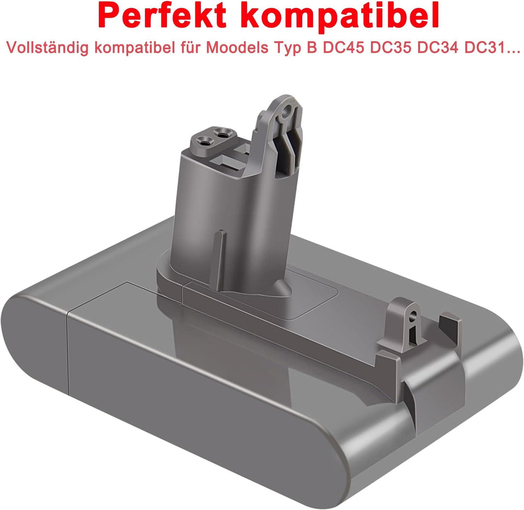 KUNLUN 3500mAh DC34 Ersatzakku für Dyson DC45 Akku Dyson Typ B Animal DC35 DC44 DC31 DC56 DC57 Staub