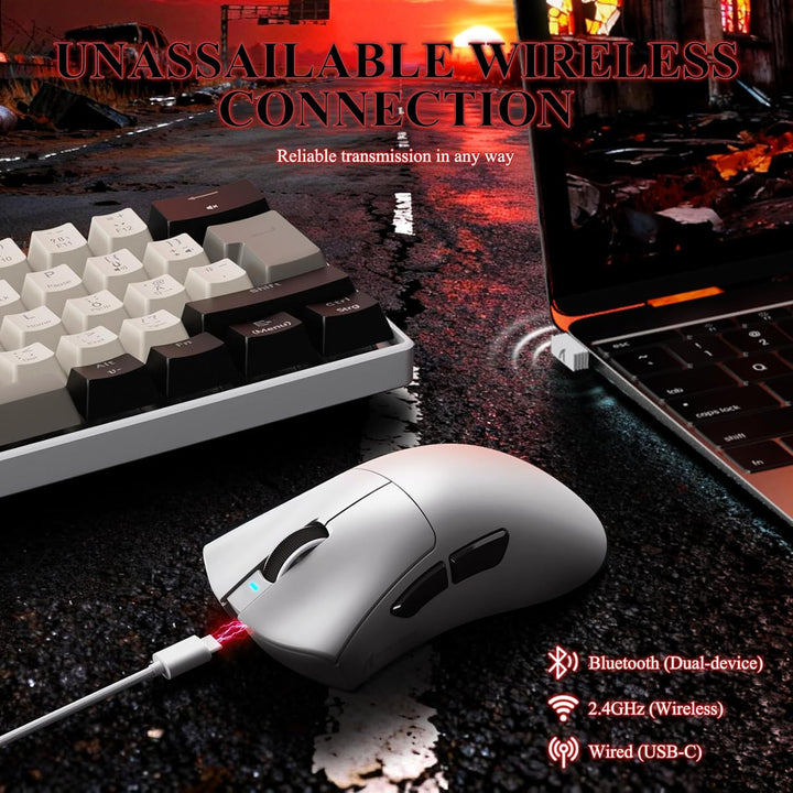 MAMBASNAKE x Attack Shark V3PRO Kabellose Gaming-Maus mit Magnetischer Ladestation, PAW3311-Sensor,
