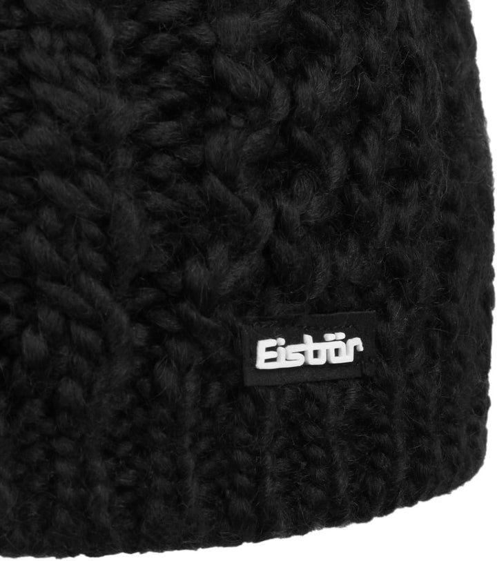 Eisbär Antonia Pudelmütze Damen/Herren - Pompon Zopfstrickmuster Strickmütze mit Futter, Futter Wint