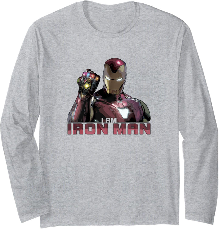 Marvel Avengers Endgame I Am Iron Man Movie Quote Portrait Langarmshirt
