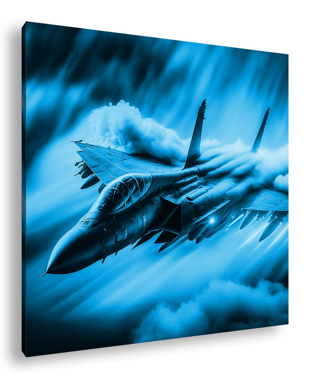 deyoli Düsenjet im Feuernebel im Format: 60x60 Effekt: Zeichnung als Leinwandbild, Motiv auf Echthol